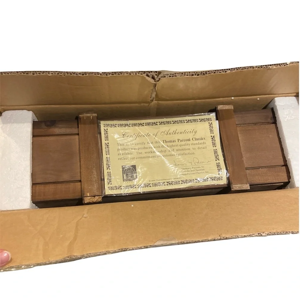 2004 Thomas Pacconi Circus Train Set of 6 Hand Blown Glass Ornaments Wood Crate